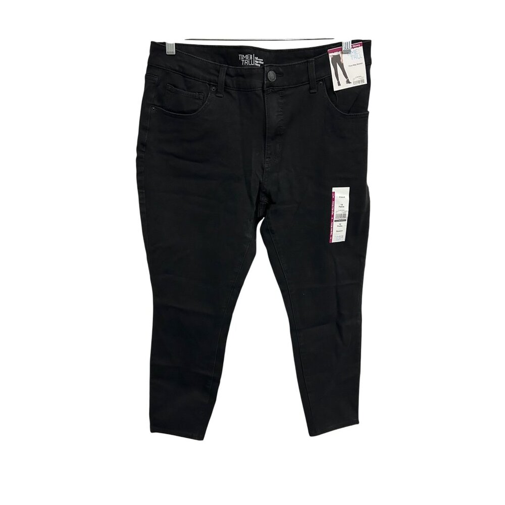 Time And Tru NWT Womens Black High Rise Skinny Jeans SZ 16 Petite
